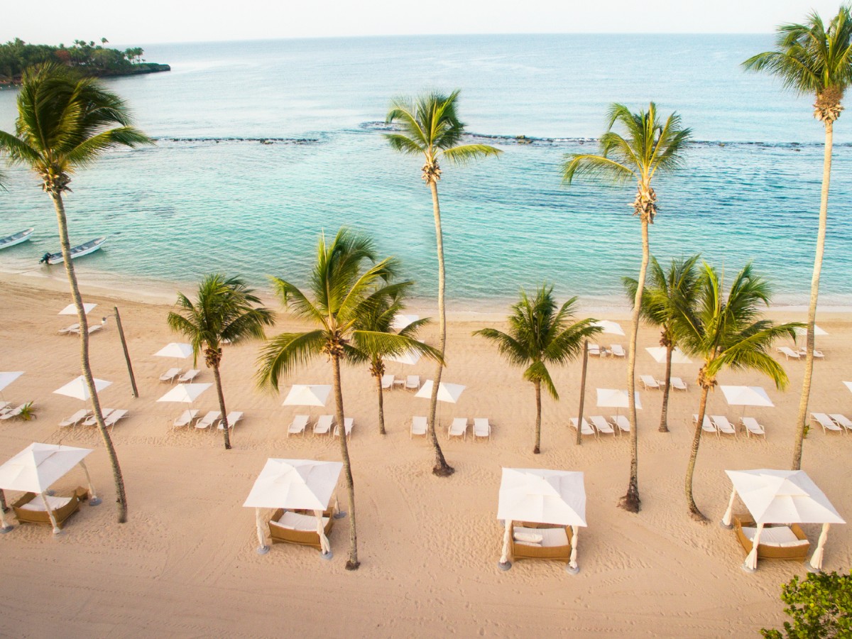 The sandy private beach at Casa De Campo Resort and Villas