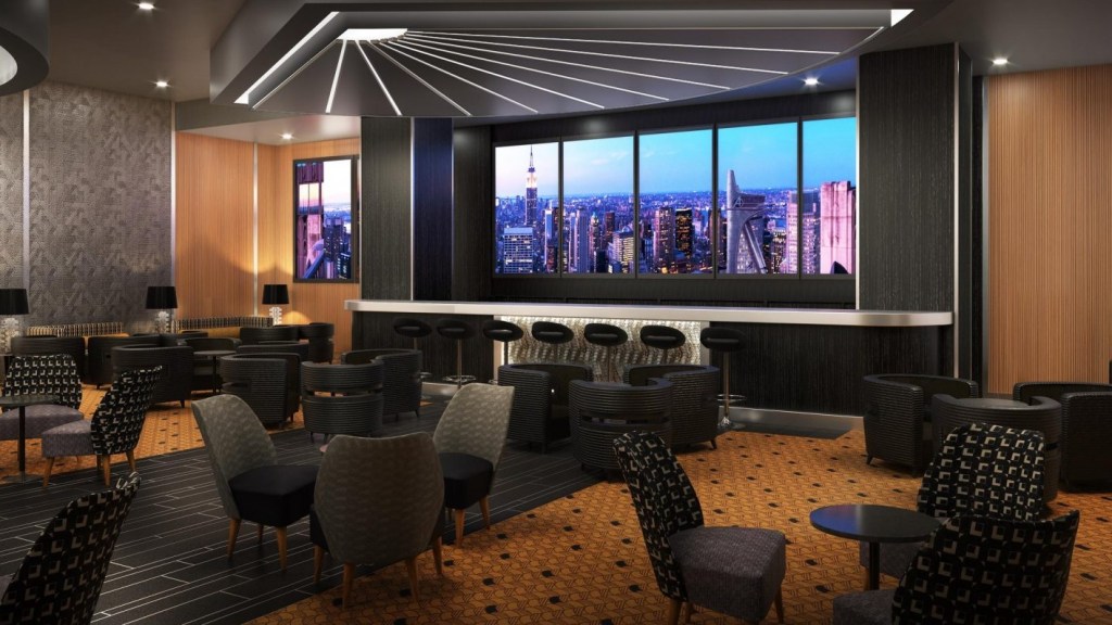 Concept art for the Bleeker Street lounger in Disney’s Hotel New York Paris