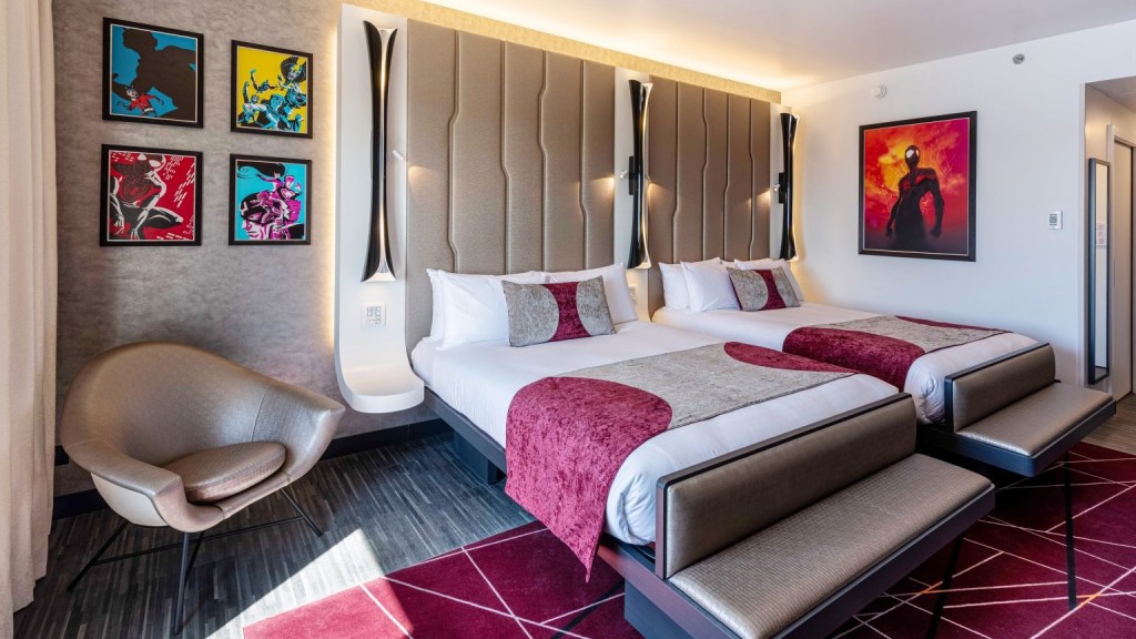 The Executive room in Disney’s Hotel New York with Marvel artworks on the wall