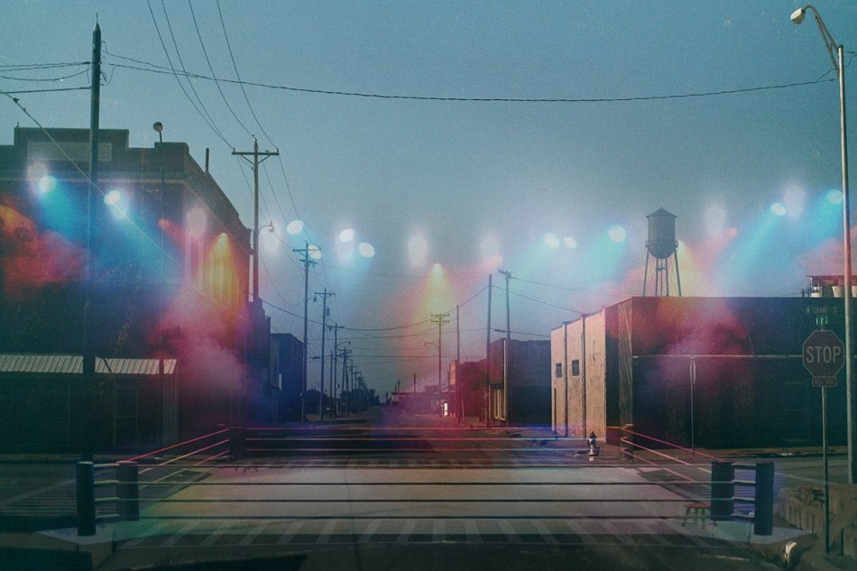 A wrestling ring in a small town street promoting TV show Heels
