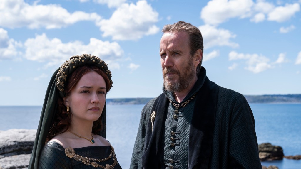 Olivia Cooke as Alicent Hightower and Rhys Ifans as Otto Hightower