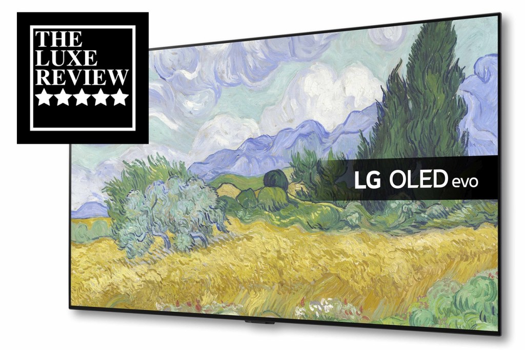 LG G1 OLED Evo TV with 5 Star Best Buy badge from The Luxe Review