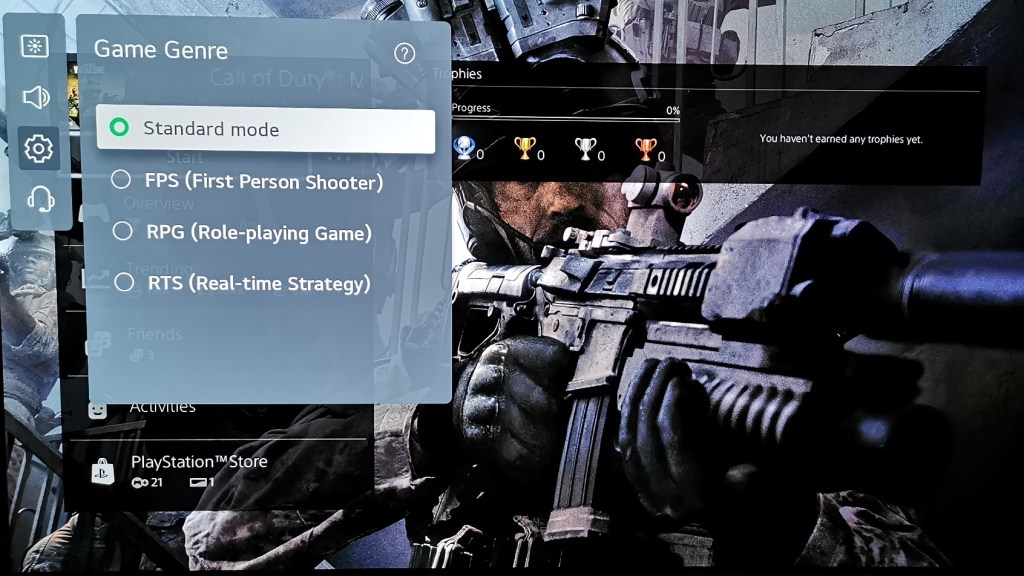 LG G1 Game Optimizer Game Genre menu option