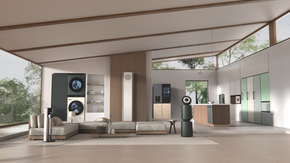 The complete LG Object home appliance collection in a open plan setting