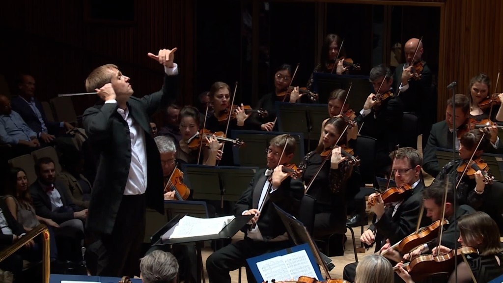 Royal Philharmonic Orchestra being conducted in a live performance