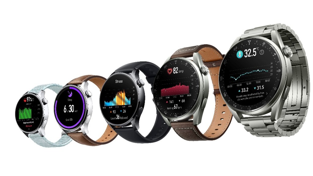 The Huawei Watch 3 Pro range side by side with various strap styles