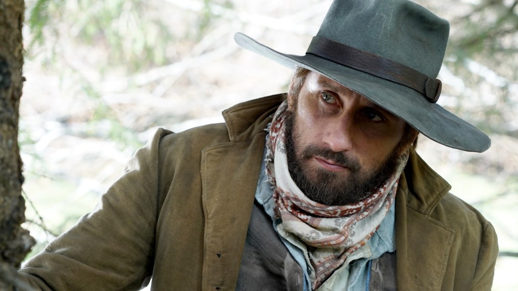Matthias Schoenaerts in costume as western hero Django