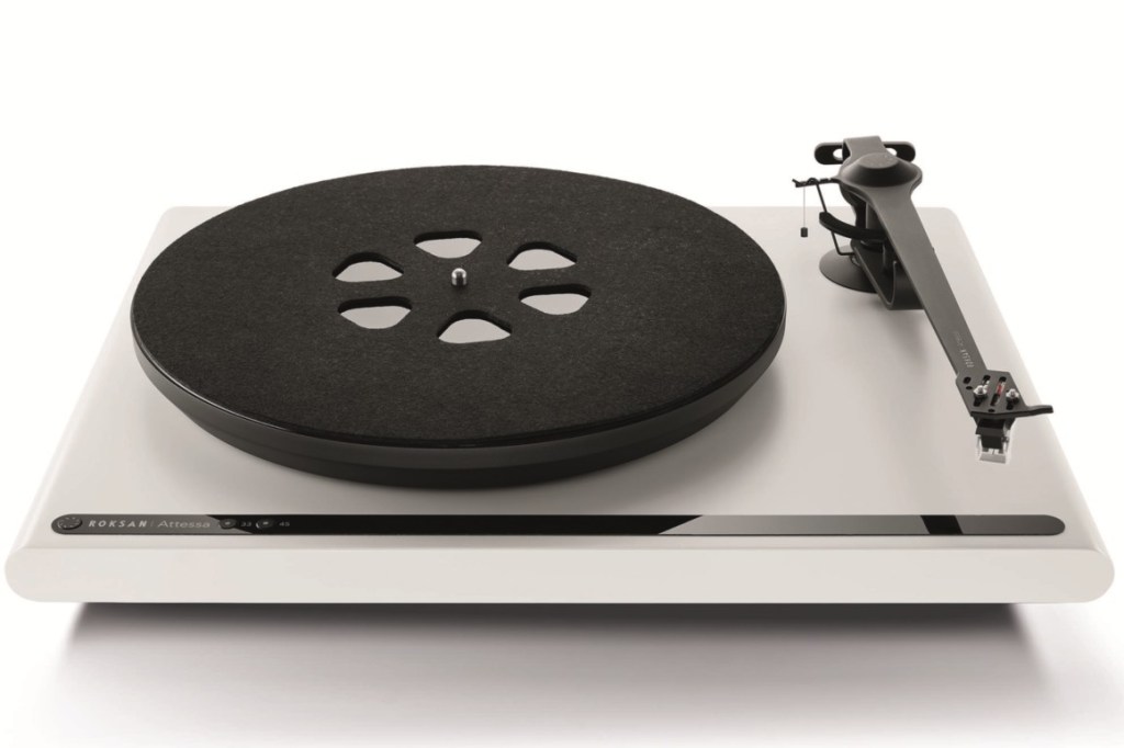 The Roksan Attessa turntable in pure white livery