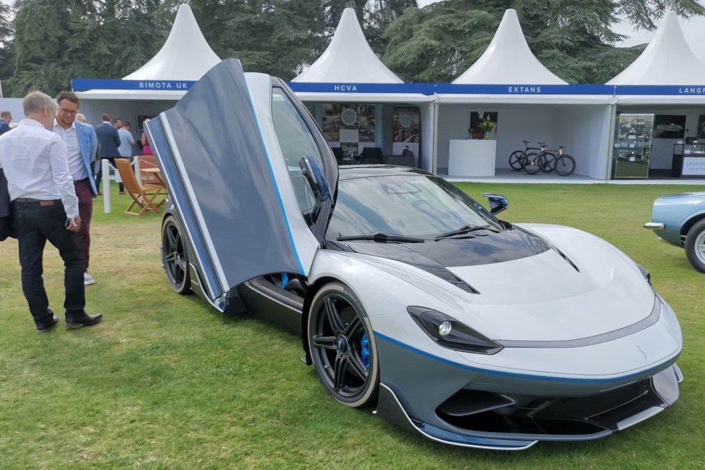 Battista Anniversario hypercar at Salon prive 2021, doors open