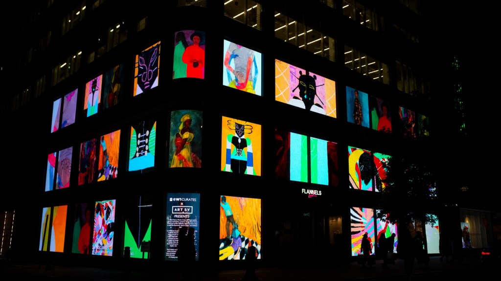 Digital art display for Black History month at Flannels
