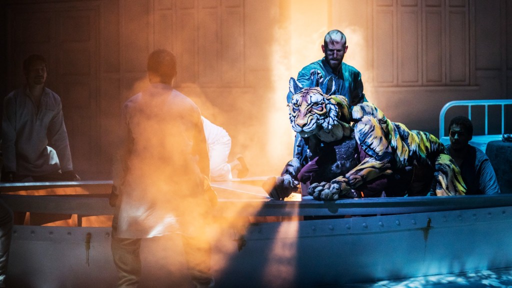 Owain Gwynn and Richard Parker performing as the Tiger in Life of Pi
