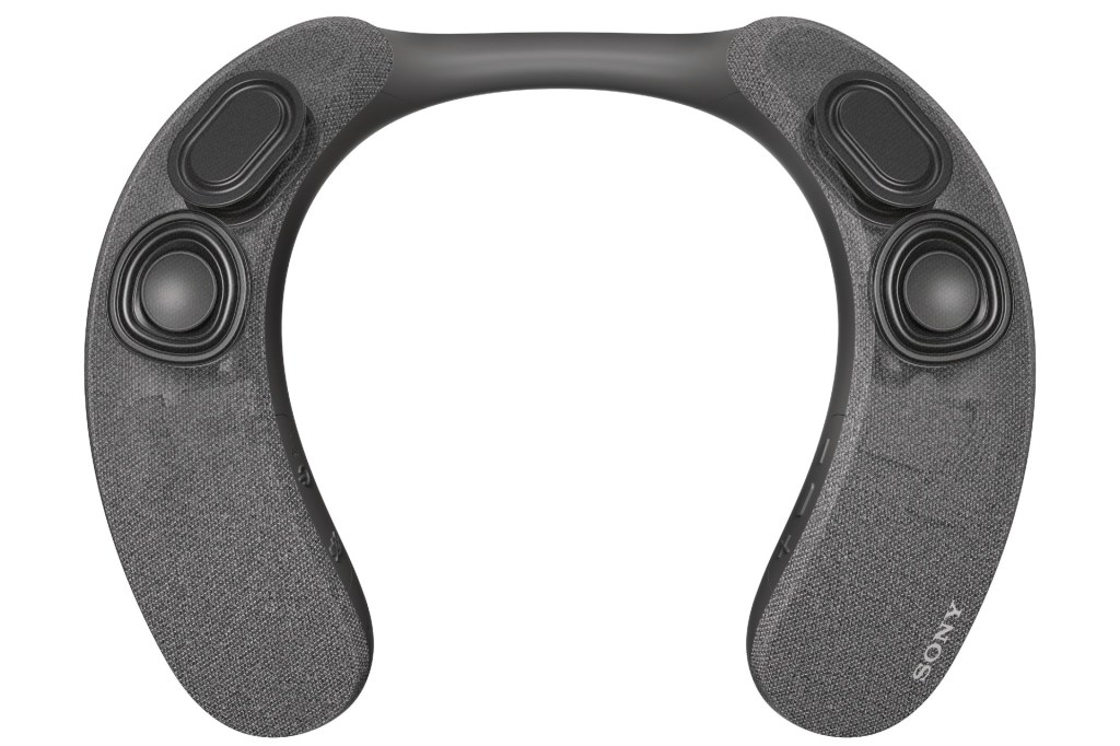 A cutaway image of the Sony SRS-NS7 neckband speakers