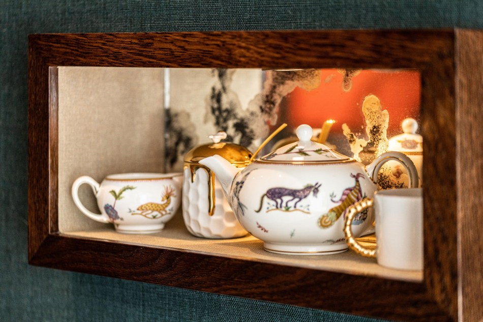 A tea set at the Harrods Interior stlying pop up