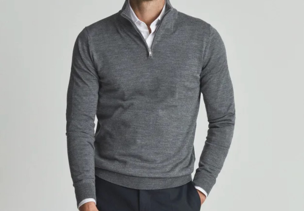 Reiss merino wool zip jumper