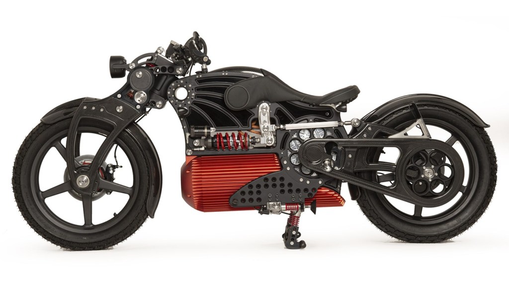 The Curtiss One electric superbike in profile