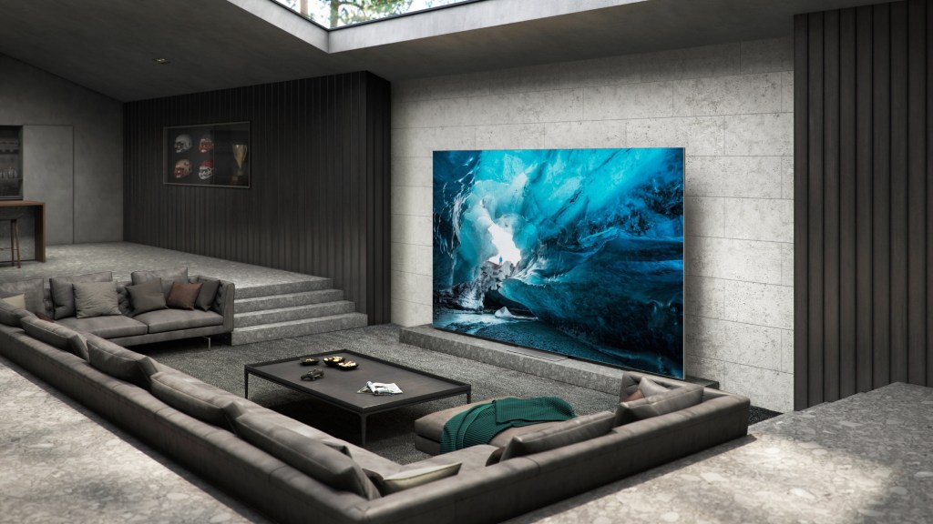 Samsung Micro LED display dominates a sunken designer living space