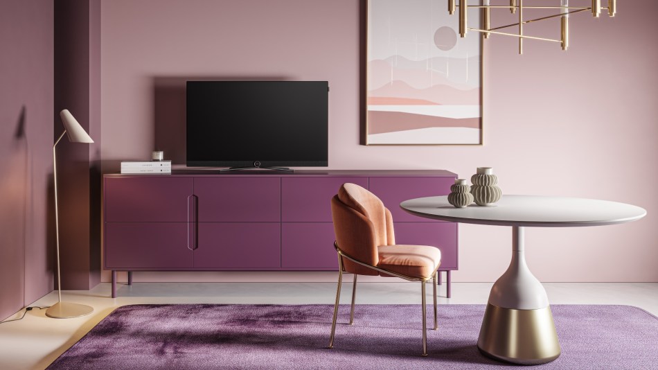 Lowew bild c.43 4k HDR is a stylish purple living room