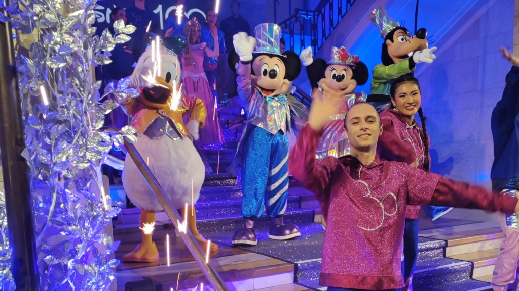Donald Duck, Mickey Mouse and Minnie perform at Disney100