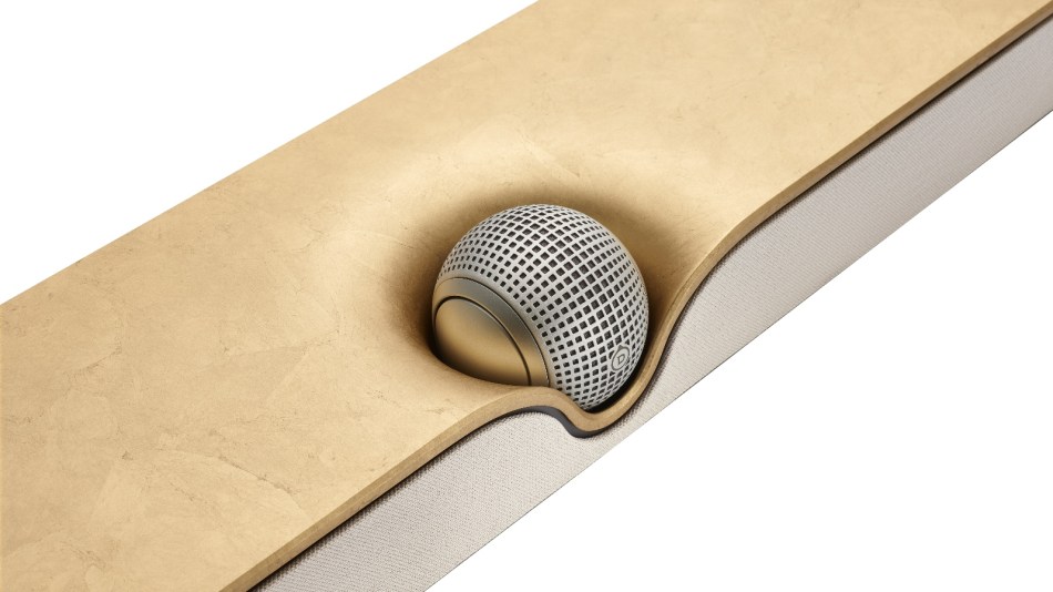A close-up of the Devialet Dione special edition Opeìra de Paris soundbar