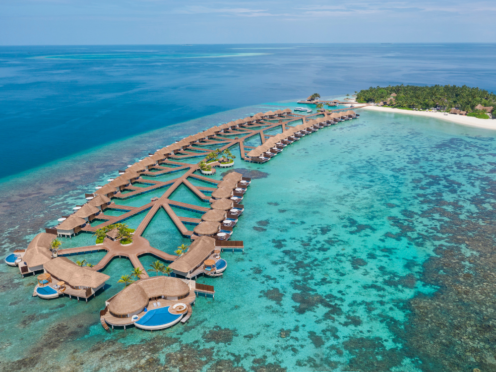 The bungalows at W Maldives