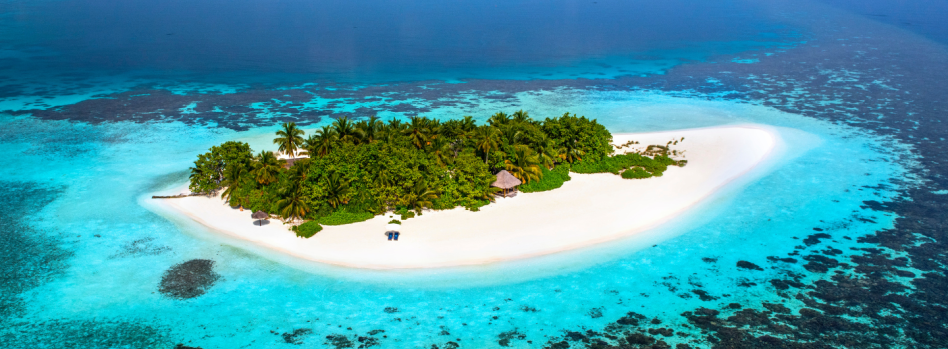 An aerial view of the W Maldives' private island