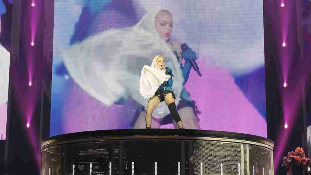 Madonna live on stage at London's O2 arena for The Celebration World Tour