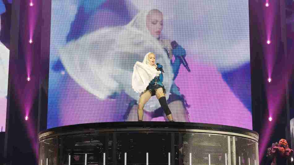 Madonna live on stage at London's O2 arena for The Celebration World Tour