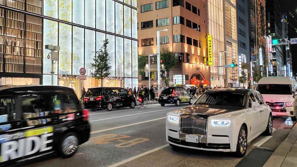Ginza Tokyo and a Rolls Royce