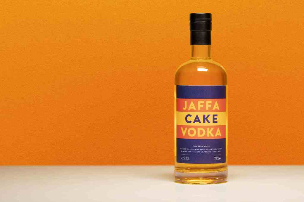 Jaffa Cake Vodka on an orange background