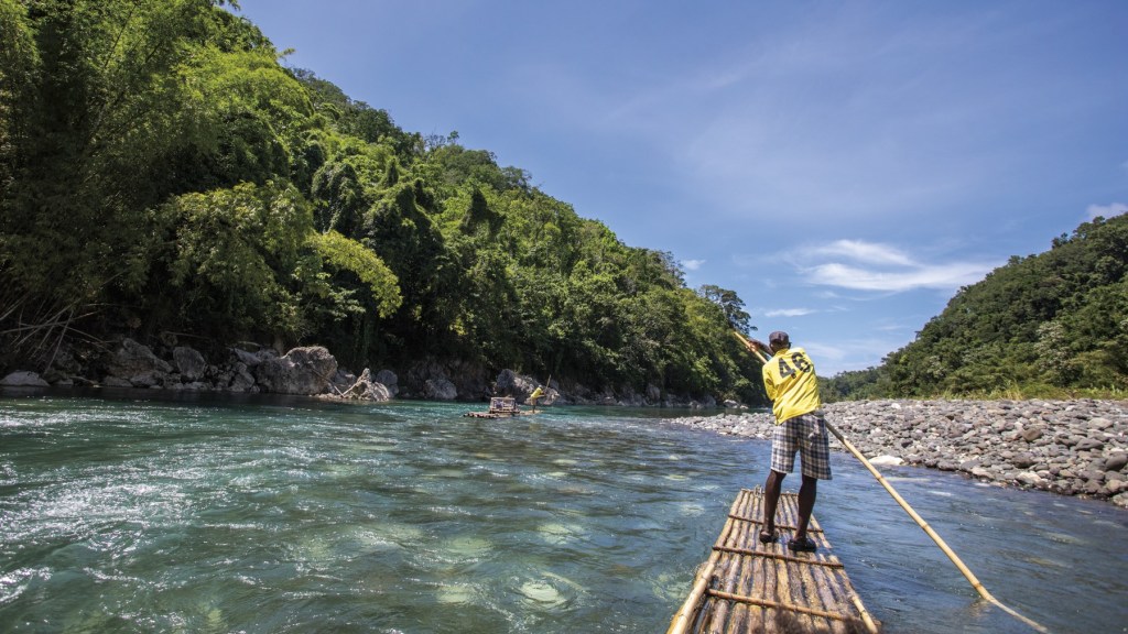A view from onboard a board on the Rio Grand in Jamaica