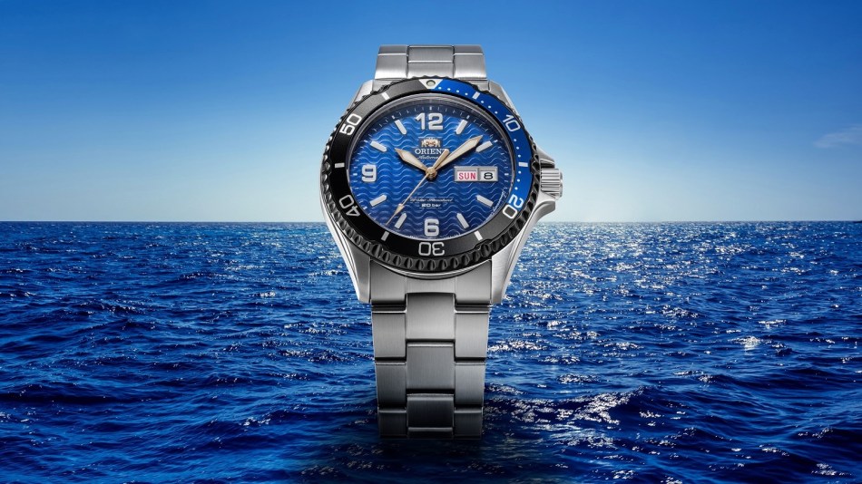 Orient Mako 20th Anniversary Model above the sea