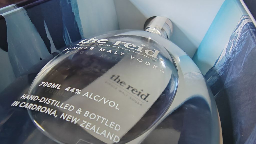 The Reid vodka at rest in its box