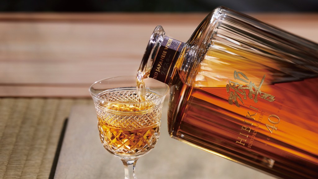 The Hibiki 40 Year Old whisky being poured