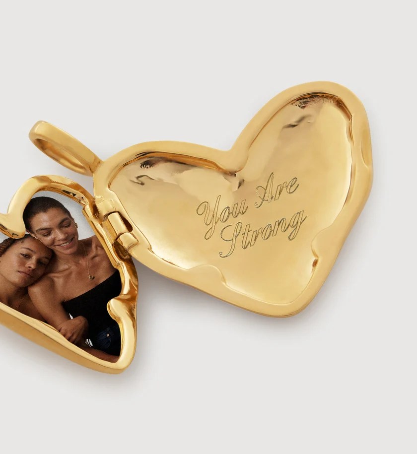 Monica Vinader 18kt gold vermeil engraved heart locket,