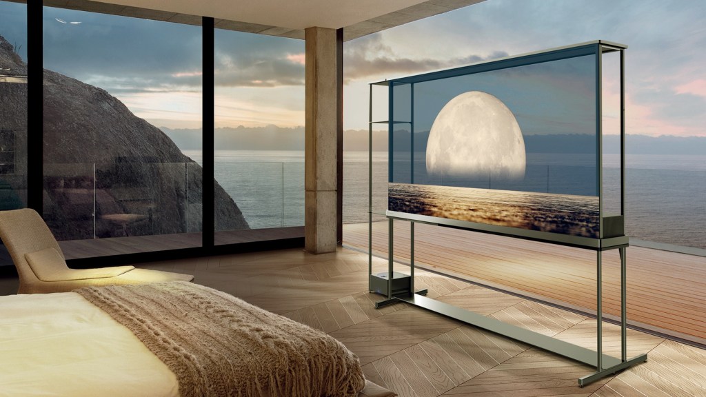 LG SIGNATURE OLED T in bedroom