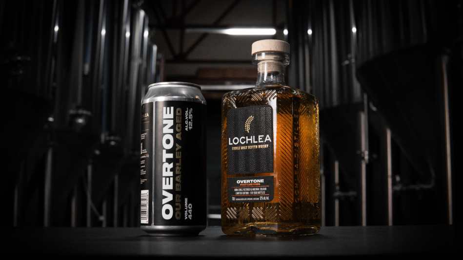 Lochlea whisky Overtone bottle and can