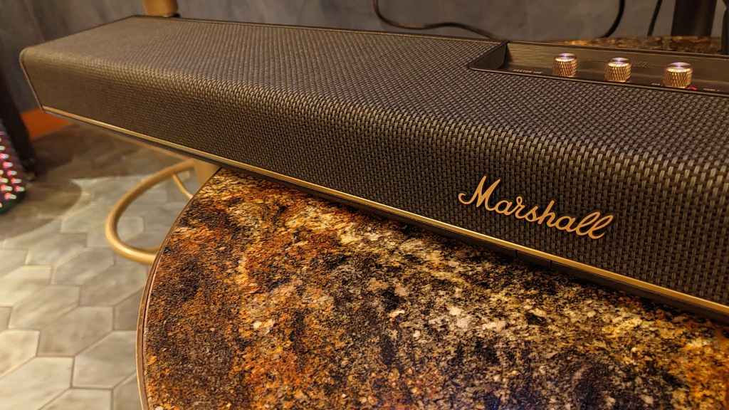 Marshall Heston 120 soundbar on a table