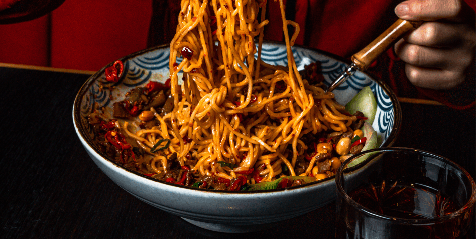 A noodle dish at Noodle and Beer restaurant