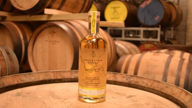 English whisky Circumstance distillery bottle on cask