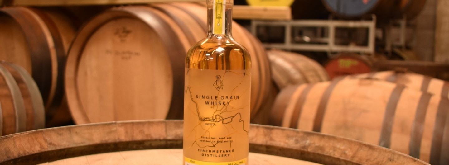 English whisky Circumstance distillery bottle on cask