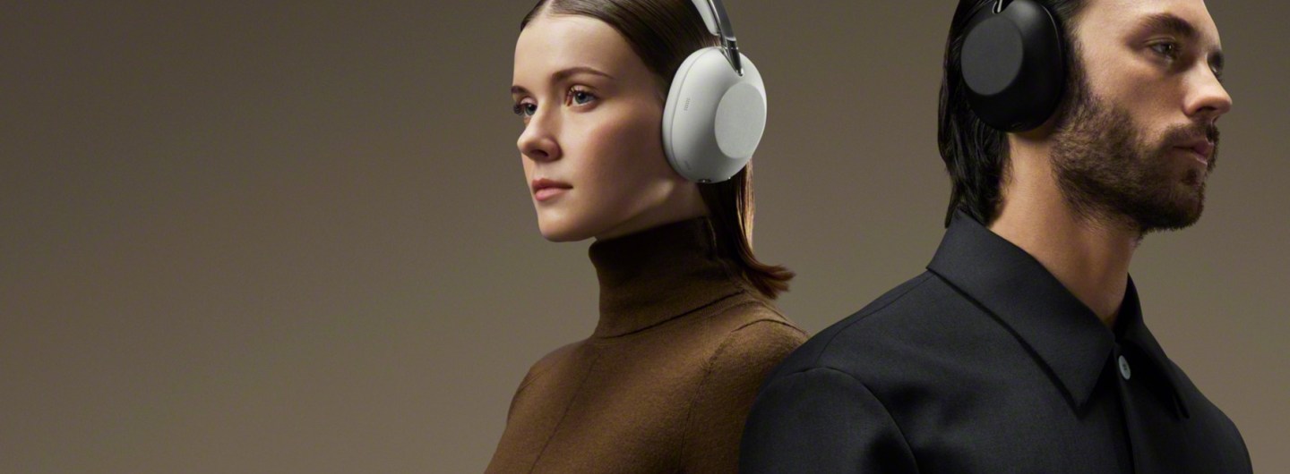 Sony 1000X_THE_COLLEXION_headphones in Platinum_and_Blackworn by models