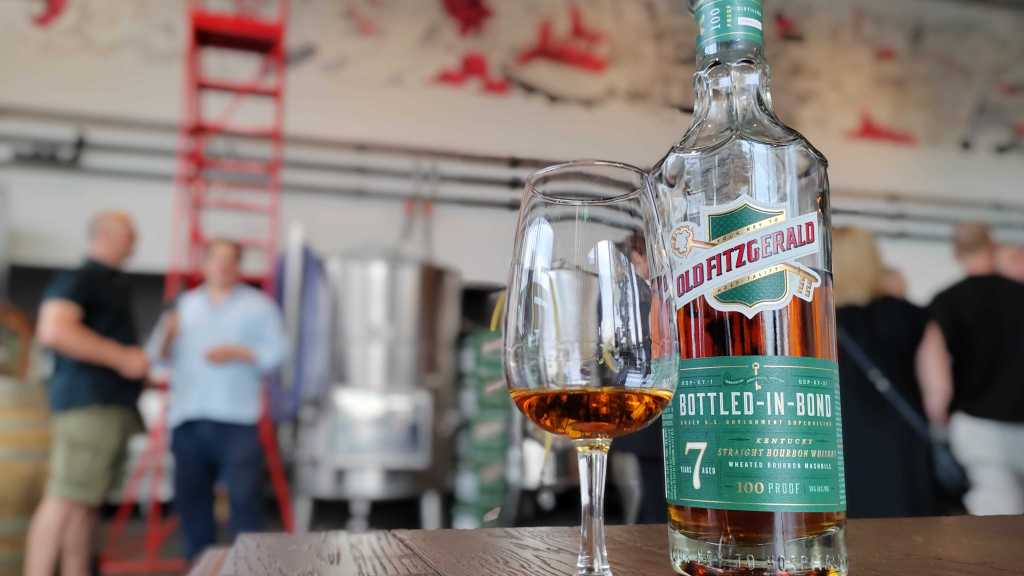 Heaven Hill Old Fitzgerald 7YO bottle and dram at London launch