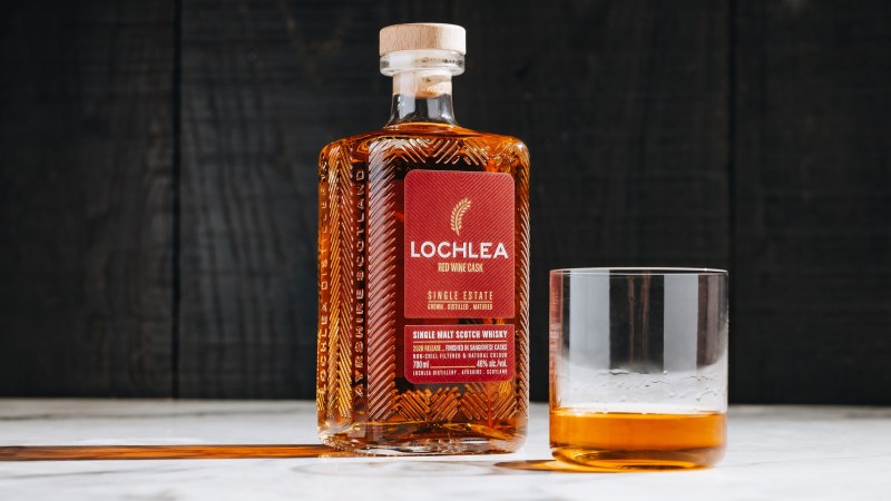 Lochlea Red Wine Cask whisky in a glass 2026