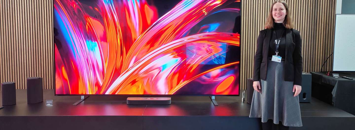 Sony Bravia 9 II 115-inch screen with person for scale