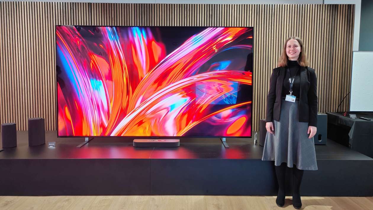 Sony Bravia 9 II 115-inch screen with person for scale