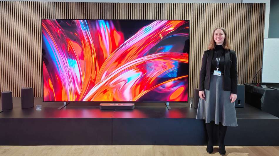 Sony Bravia 9 II 115-inch screen with person for scale