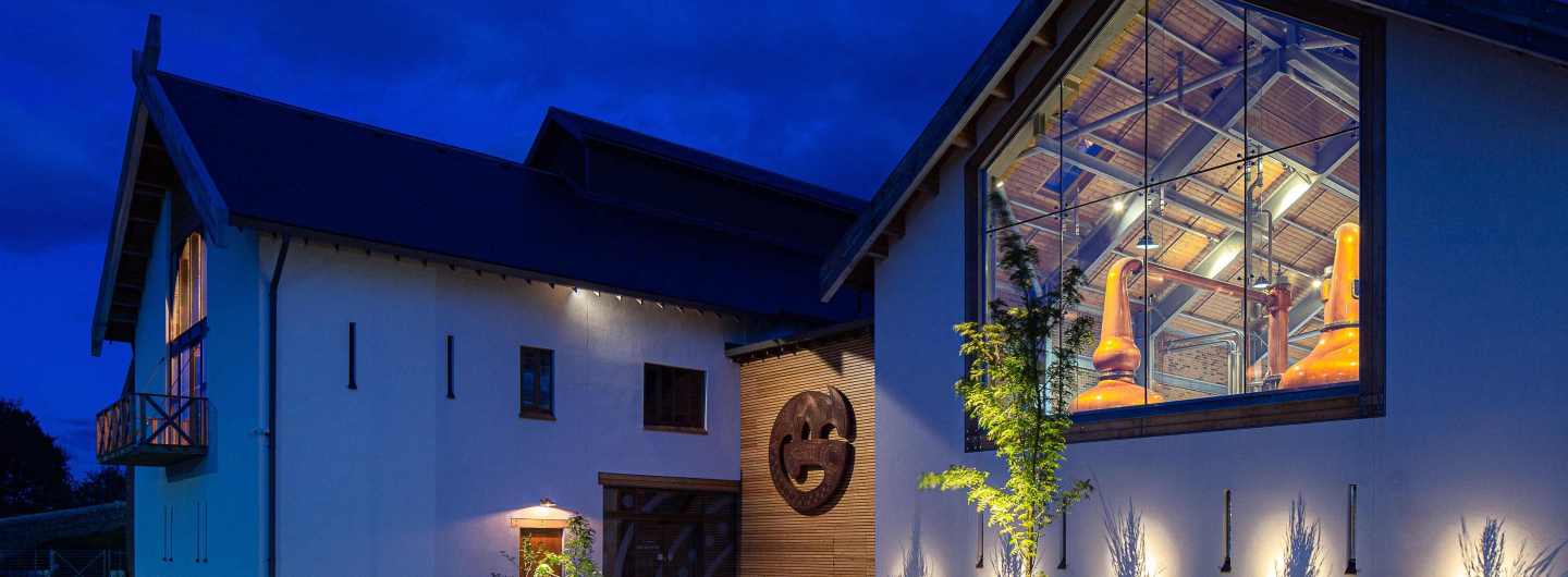 Ad Gefrin Distillery at night