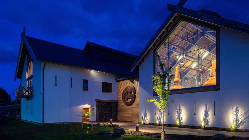 Ad Gefrin Distillery at night