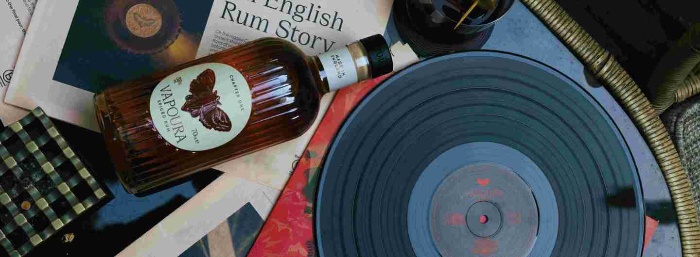 Vapora rum and After Stories vinyl record