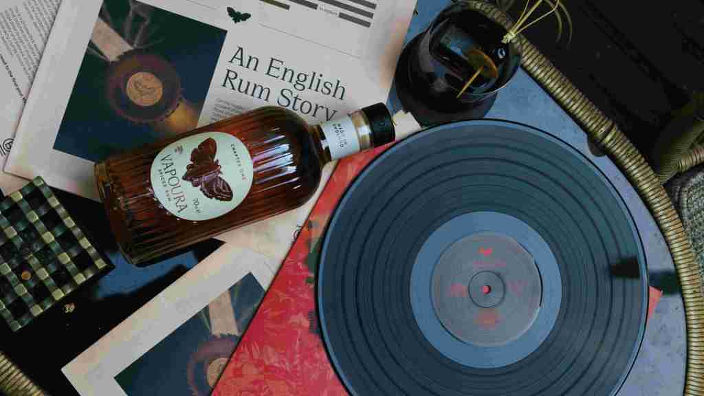 Vapora rum and After Stories vinyl record